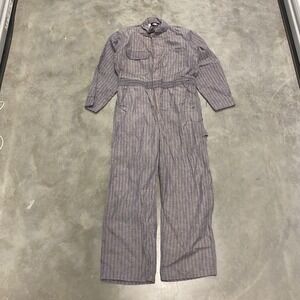 Rugged Mens Herringbone Coveralls Blue White Utility Jumpsuit Workwear Size 40